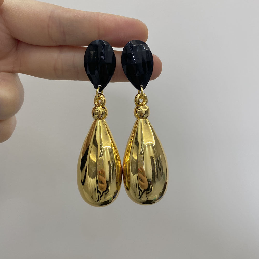 French Metal Cold Style Water Drop Earrings Women