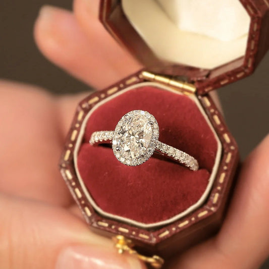 Mozambican diamond ring, pigeon egg diamond ring, full of diamonds inlaid temperament light luxury women's exquisite luxury S925 silver