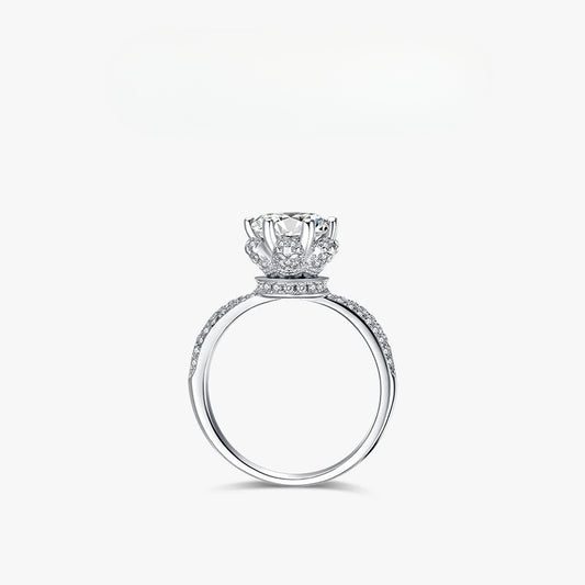 Wedding jewelry ring S925 sterling silver high-value fashion flower diamond ring romantic bright round diamond ring women