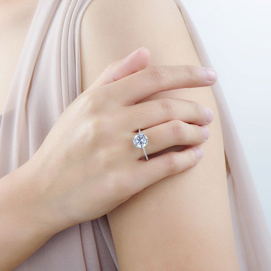 S925 sterling silver 2 carat imitation diamond proposal to send girlfriend light luxury fashion versatile temperament jewelry