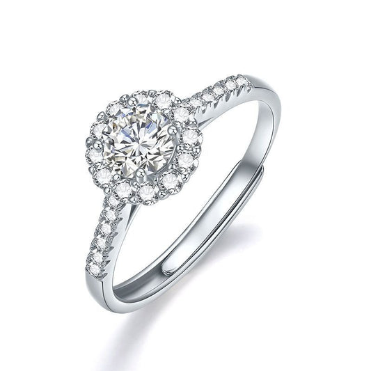 925 silver imitation zircon wedding ring, wedding diamond ring, simulated diamond group setting, gift for girlfriend