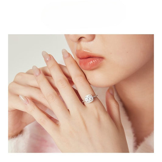 Shiny big zircon ring female closed light luxury marriage proposal wedding gift
