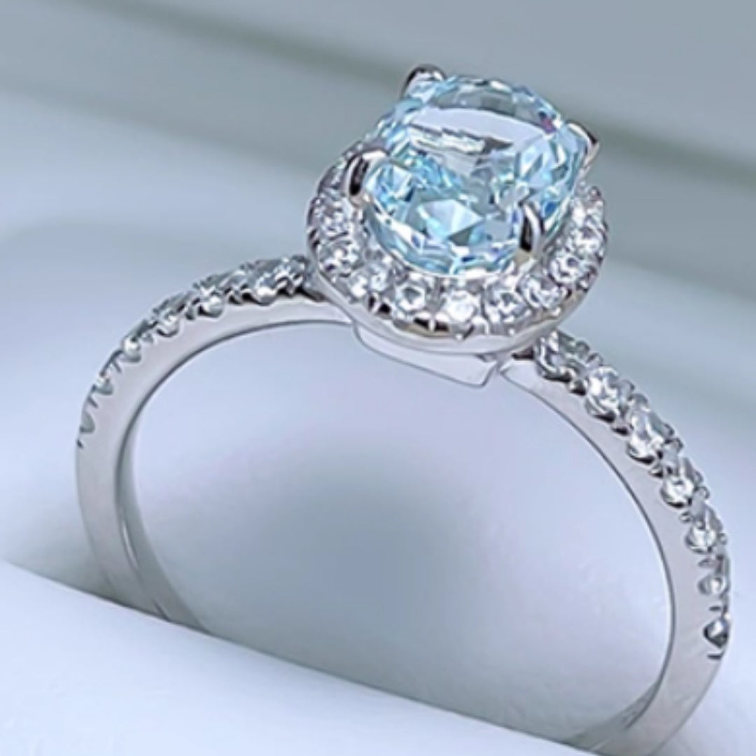 1.5 Carat Fresh Navy Blue Treasure Ring, Light Luxury And Niche - ZNJEWELRY