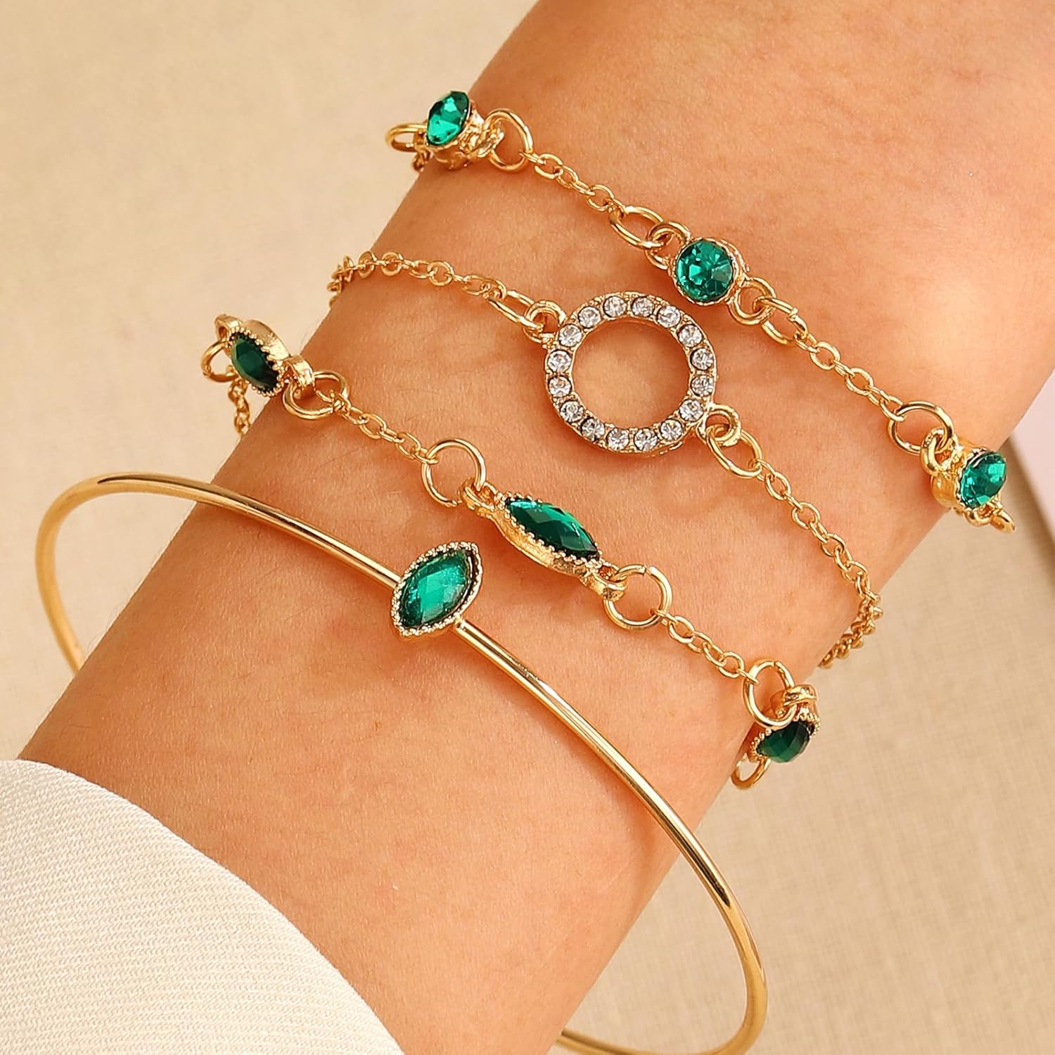 NEWITIN 49 Pieces Gold Jewelry Set for Women Fashion Costume Jewelry Gold Plated Necklace Bracelet Ring Gold Earrings Set for Women
