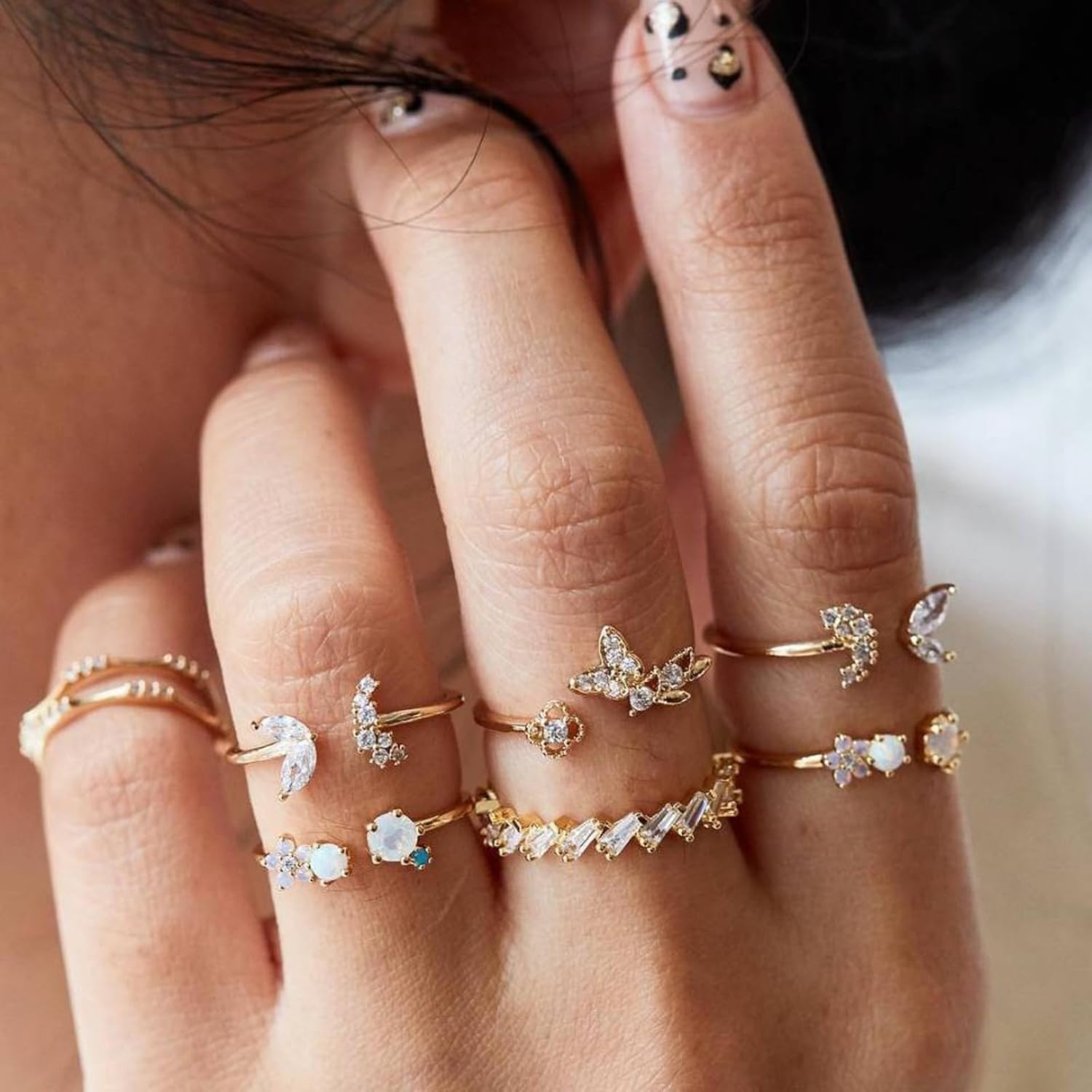 NEWITIN 49 Pieces Gold Jewelry Set for Women Fashion Costume Jewelry Gold Plated Necklace Bracelet Ring Gold Earrings Set for Women