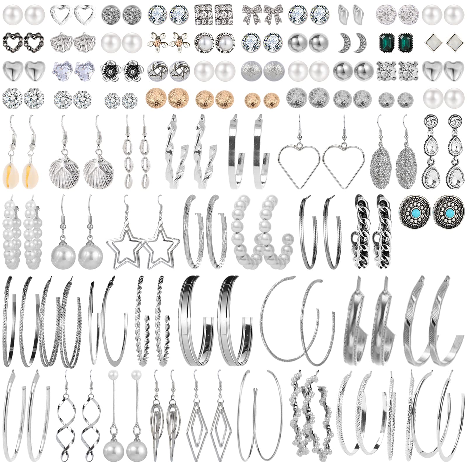 NEWITIN 69 Pieces Gold Jewelry Set for Women Fashion Costume Jewelry Gold Plated Necklace Bracelet Earrings Set for Women