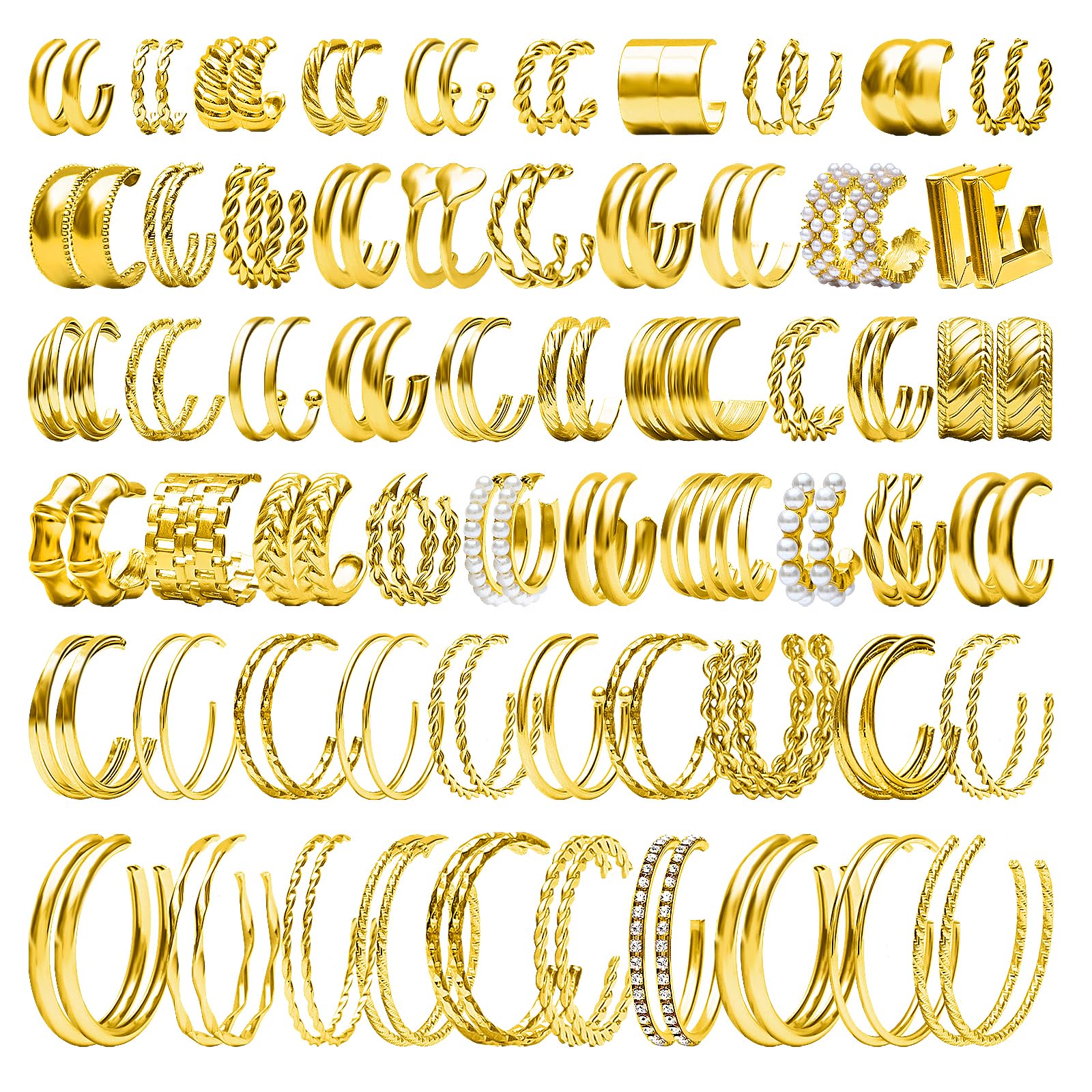 NEWITIN 69 Pieces Gold Jewelry Set for Women Fashion Costume Jewelry Gold Plated Necklace Bracelet Earrings Set for Women
