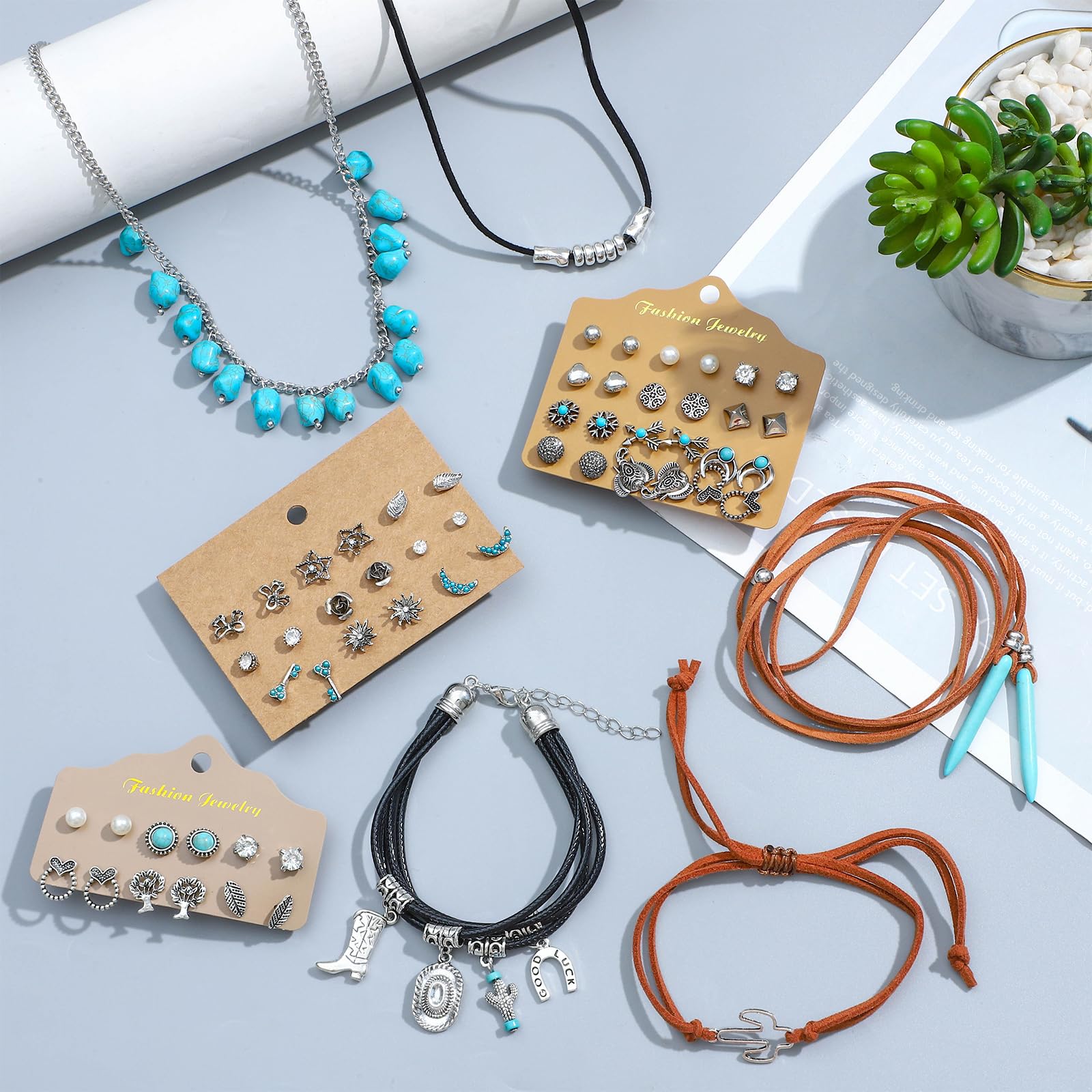 NEWITIN 69 Pieces Gold Jewelry Set for Women Fashion Costume Jewelry Gold Plated Necklace Bracelet Earrings Set for Women
