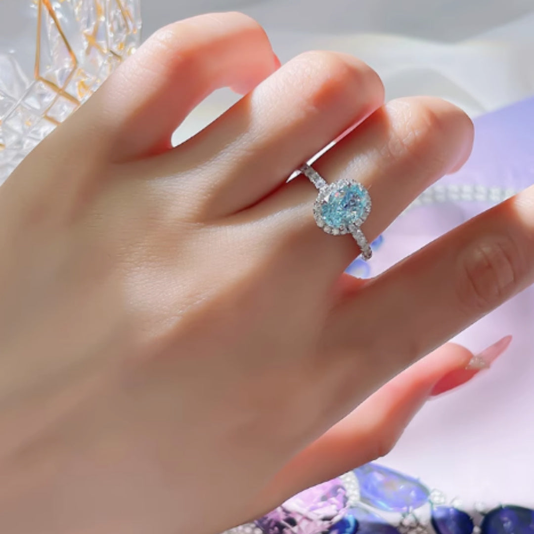 1.5 Carat Fresh Navy Blue Treasure Ring, Light Luxury And Niche - ZNJEWELRY