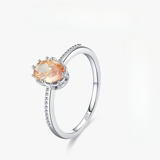 New S925 sterling silver super flash champagne zircon ring women's fashion high-end colored diamond engagement ring