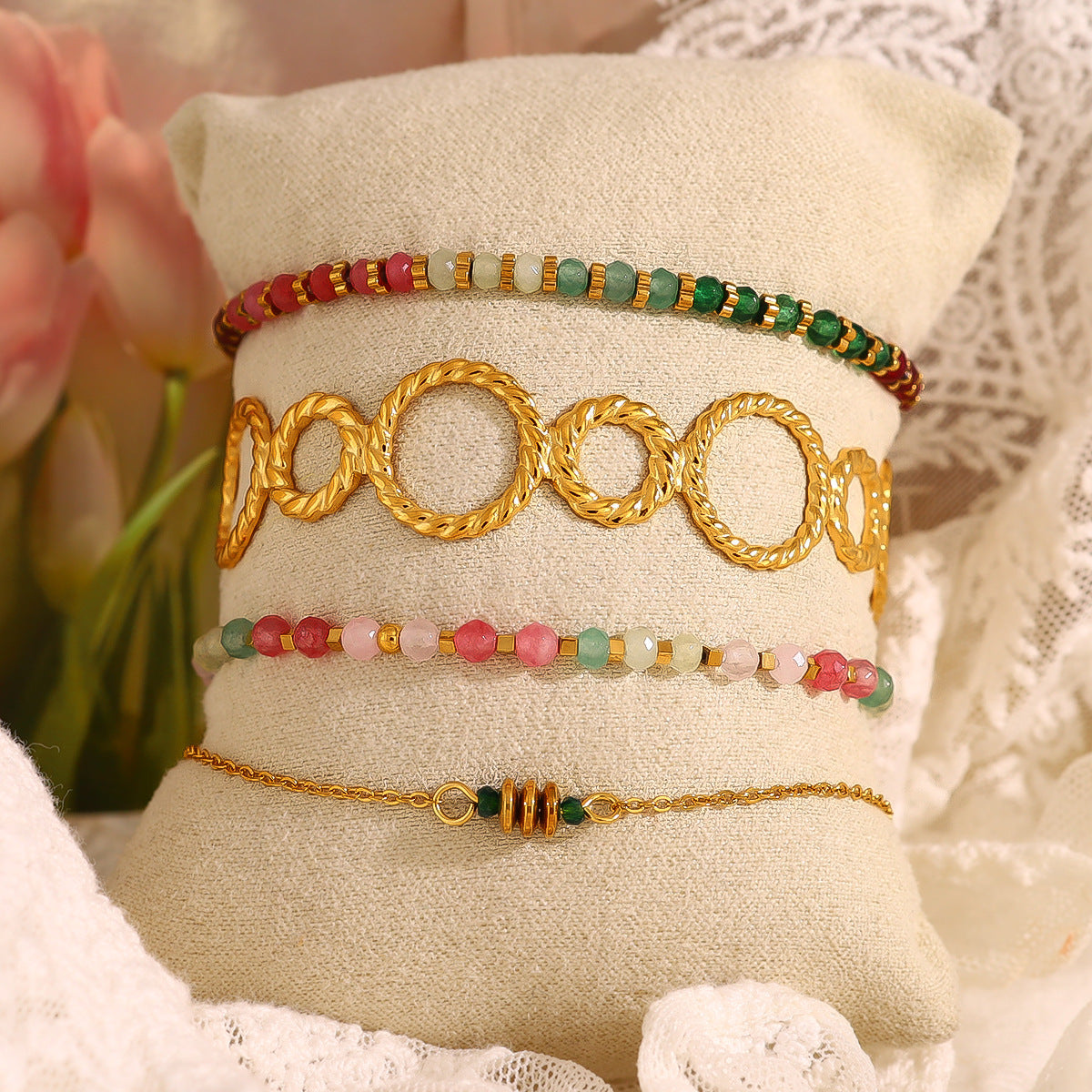European And American New Thread Ring Stitching Open-ended Bracelet