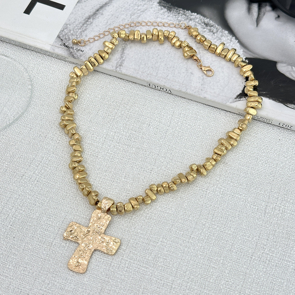 Hip Hop Ins Metal Conch Cross Necklace