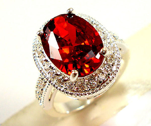 Elegant Women's Red Corundum Ring Oversized Zircon Fashion