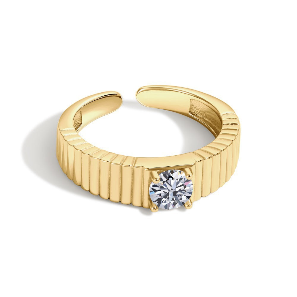 S925 sterling silver ring, female heart-shaped round diamond zircon design, personalized niche fashion ring