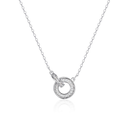 2025 new Roman ring necklace women's light luxury high-end design sense fashion temperament double ring interlocking clavicle neck chain