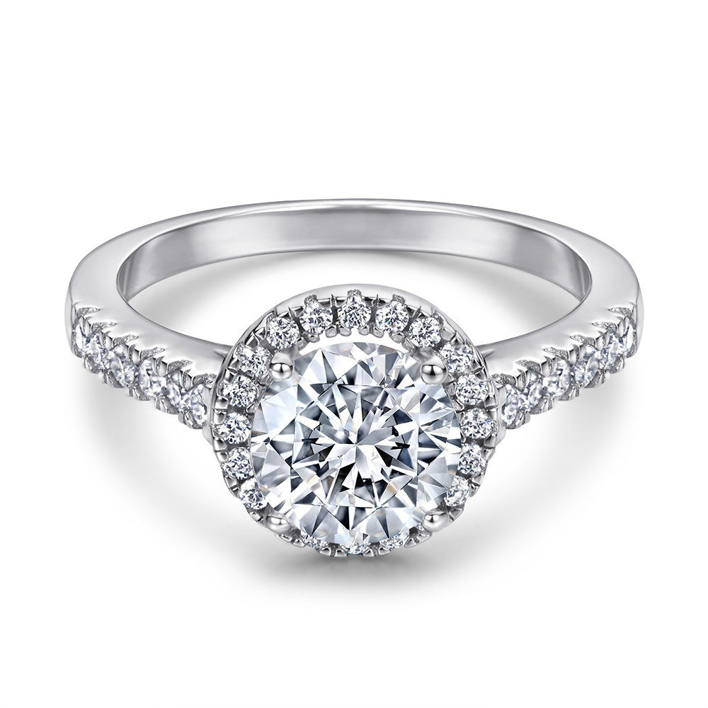 S925 sterling silver ring, female heart-shaped round diamond zircon design, personalized niche fashion ring