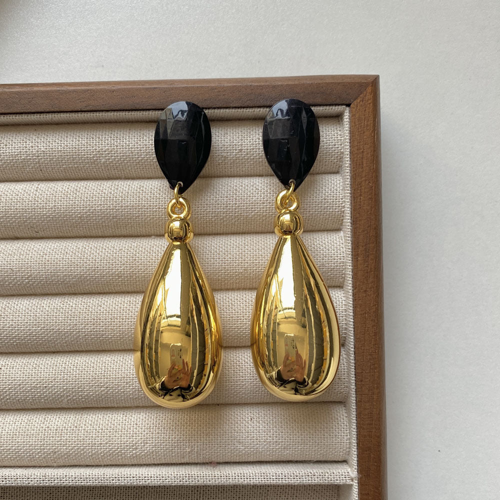 French Metal Cold Style Water Drop Earrings Women