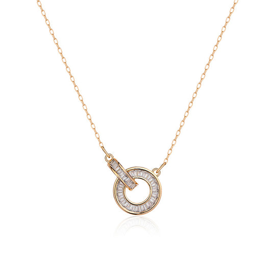 2025 new Roman ring necklace women's light luxury high-end design sense fashion temperament double ring interlocking clavicle neck chain