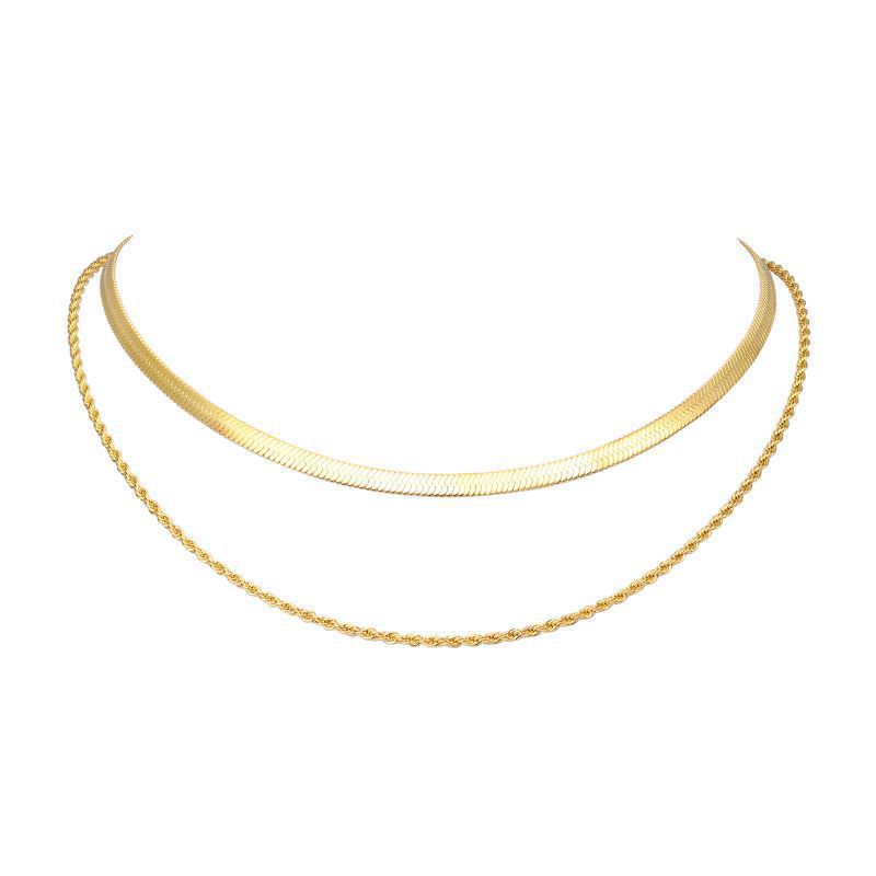 Blade Chain Chain Like Flat Snake Hemp Flowers Chain Double-layer Necklace Fashion