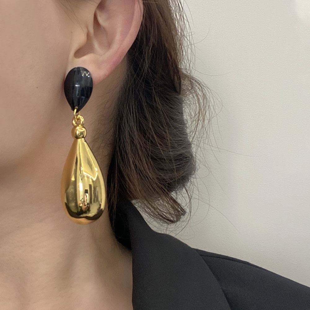 French Metal Cold Style Water Drop Earrings Women
