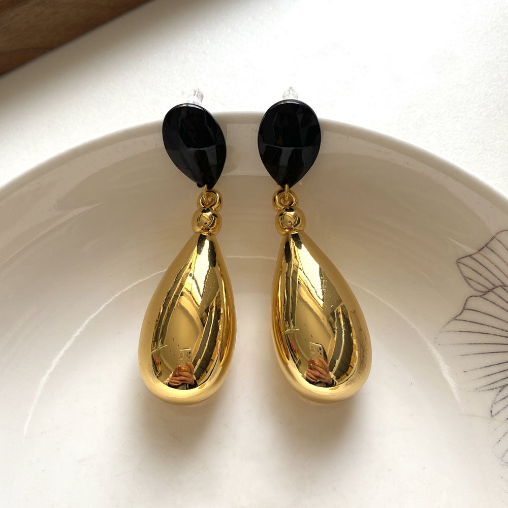 French Metal Cold Style Water Drop Earrings Women