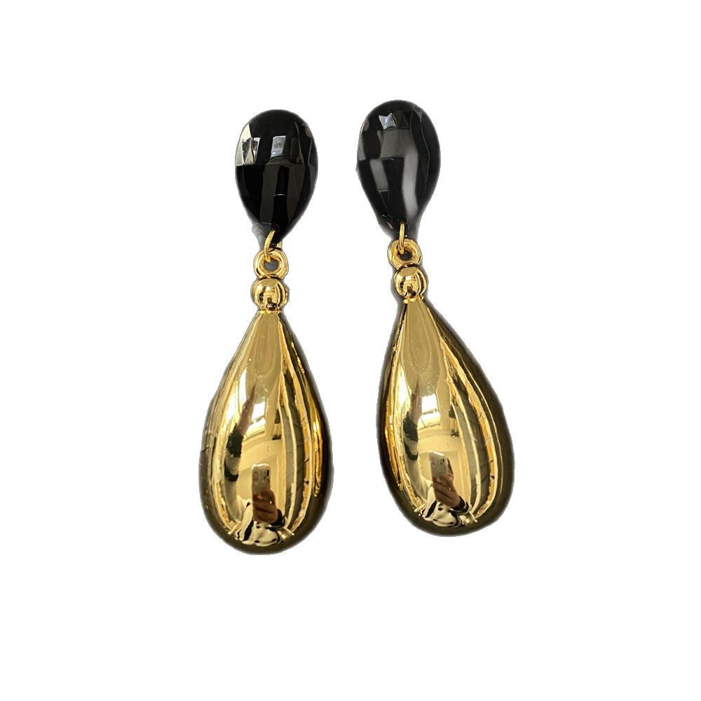 French Metal Cold Style Water Drop Earrings Women