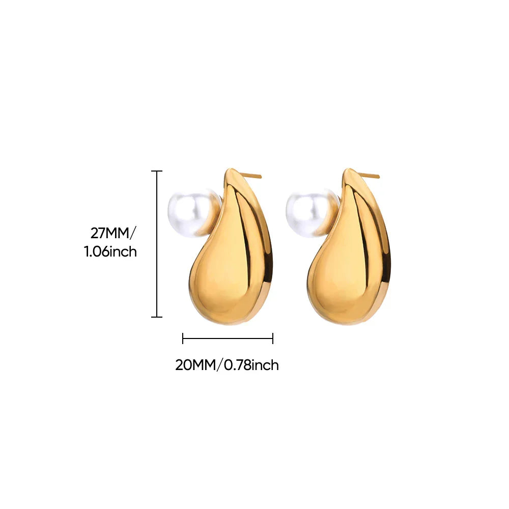 Convex Heart-shaped Inlaid Beads Light Luxury Earrings