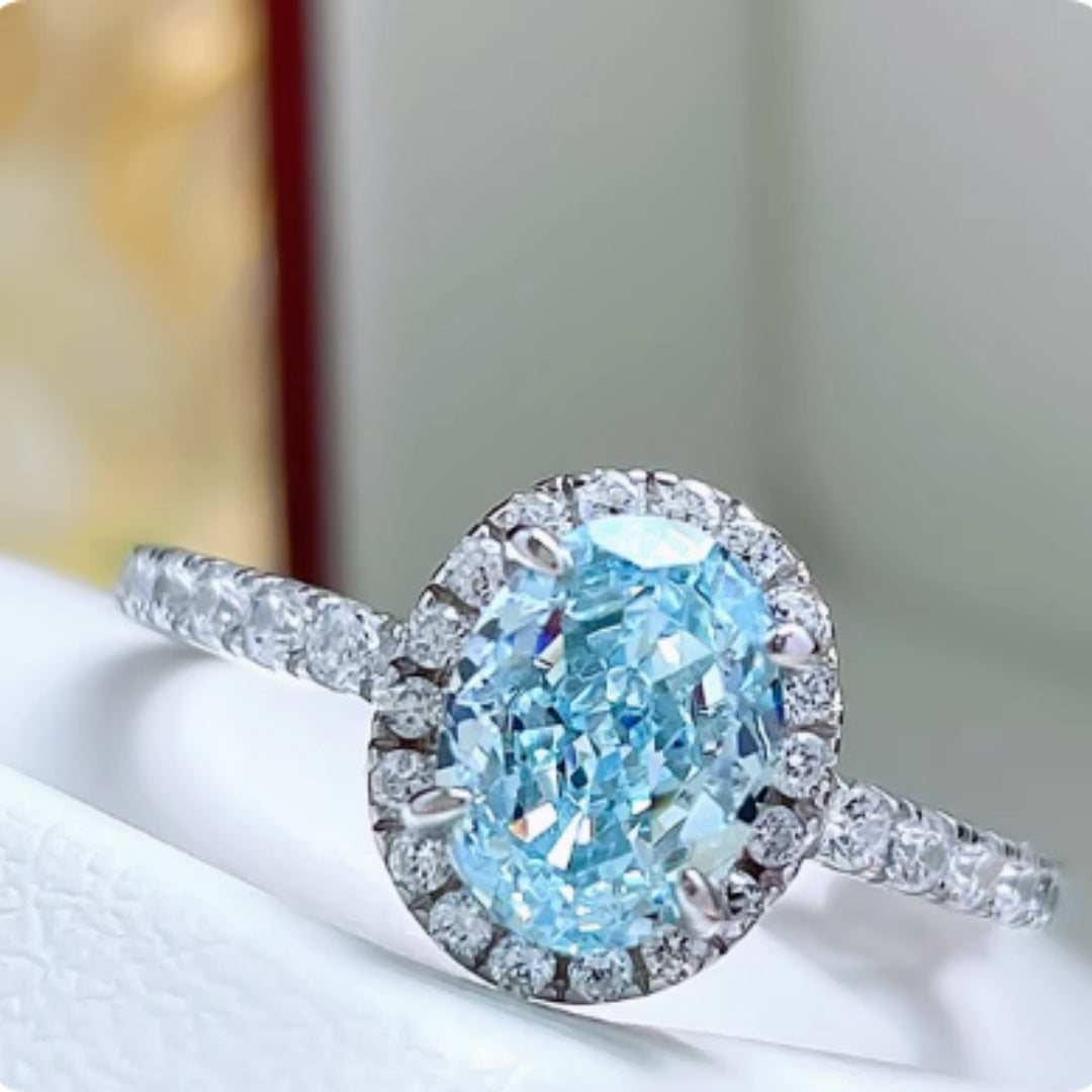 1.5 Carat Fresh Navy Blue Treasure Ring, Light Luxury And Niche - ZNJEWELRY