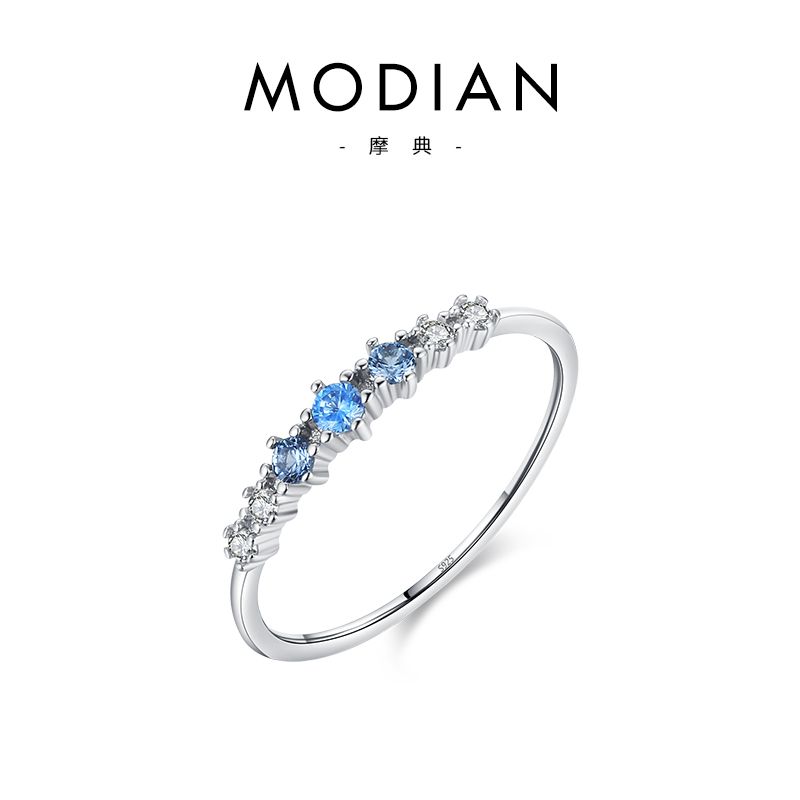 S925 Sterling Silver Compact Exquisite Temperament Blue Diamond Ring Shining Texture Fashion Versatile Ring Women