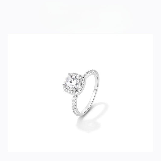 Shiny big zircon ring female closed light luxury marriage proposal wedding gift