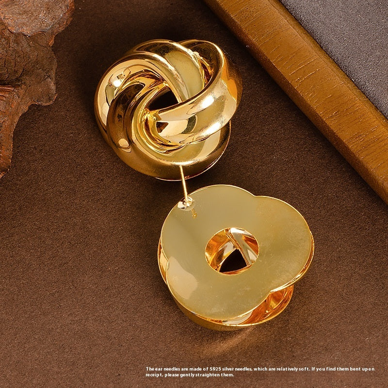 Multi-layer Twisted Twist Button Geometric Ear Studs
