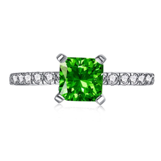 S925 sterling silver emerald high carbon diamond ring light luxury gorgeous noble retro high-end ring