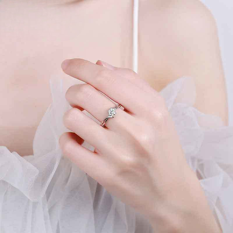 Angel's Kiss Moissanite Ring Women's Imitation Diamond Skinny Twist Arm Design Proposal Engagement Wedding Gifts